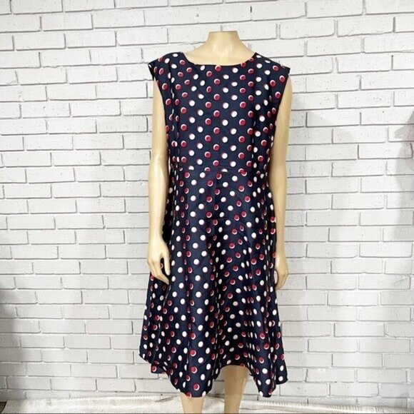 Hobbs London Dresses & Skirts - Hobbs silk wool red-white-blue polka dot midi dress - Size 12